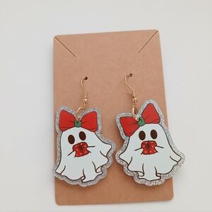 Fashion Jewelry Ghost Earrings with Red Bow